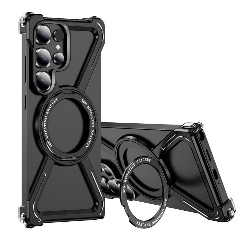 Aluminum Alloy Frameless Case With Rotatable Holder Magnetic Metal Case For Samsung