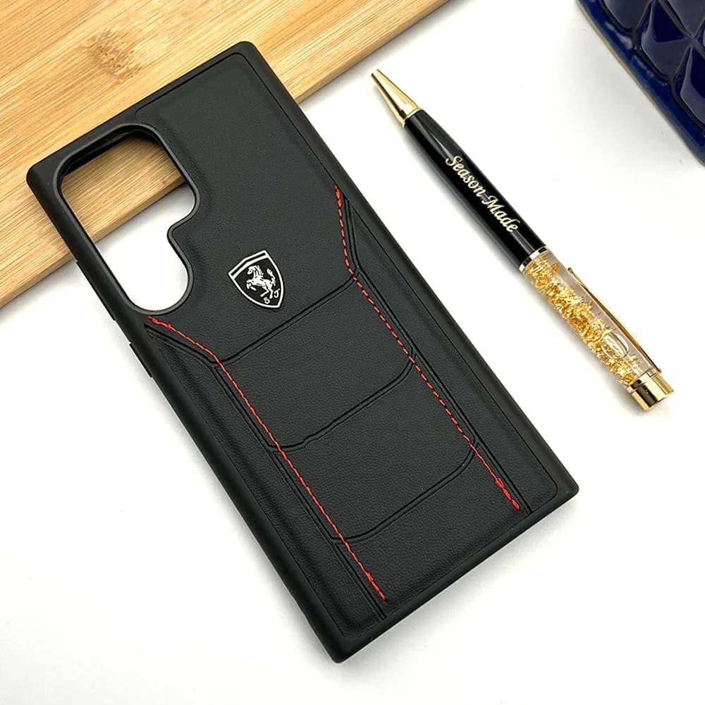Ferrari Logo Leather Case For Samsung Galaxy S23 Ultra ,S24 Ultra,S25 Ultra,S26 Ultra