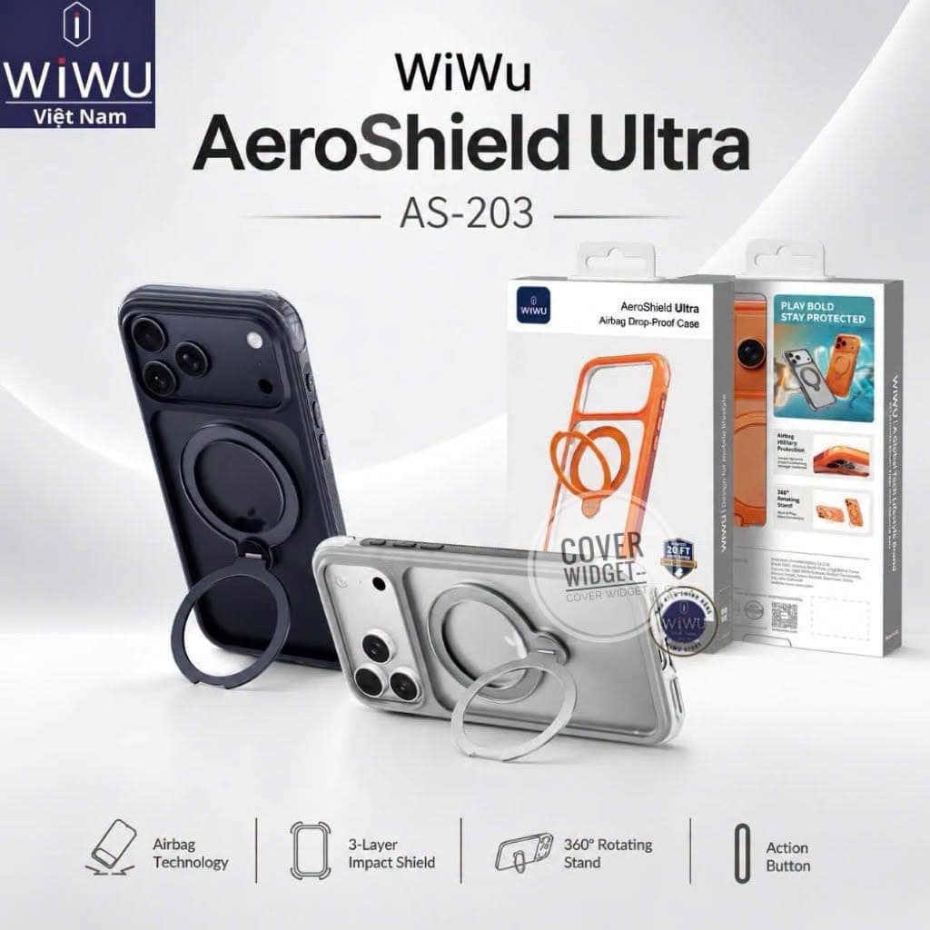Wiwu Aeroshield Ultra Airbag 20F Drop-Proof Magnetic Magsafe kickstand case For iPhone 17 Pro Max