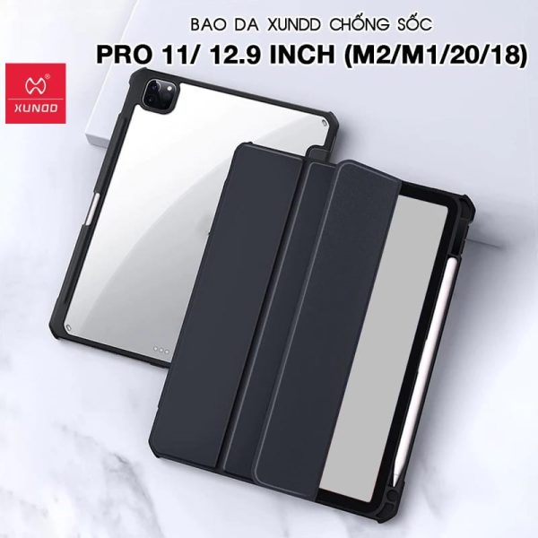 Xundd leather Back Clear TPU Bumper Magnetic Auto Sleep wakeup cover For iPad Series