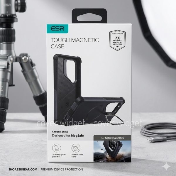 Official ESR Cyber Tough  Magnetic Stach Stand Case Compatible for Samsung Galaxy S26 Ultra- Navy Blue