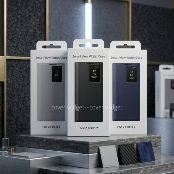 Smart View IC Flip Cover For Samsung Galaxy Z Fold 7 - Black/ Gray / Blue